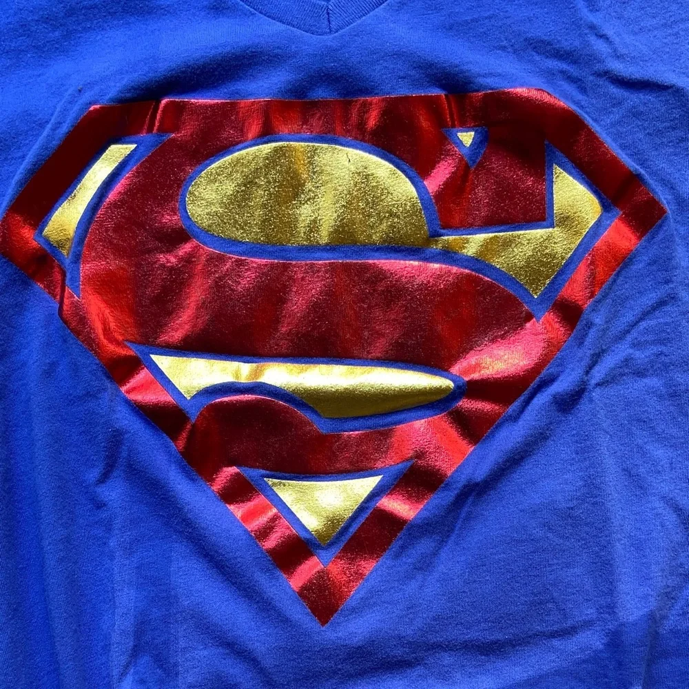 DC Comics Blue Tee with Red and Gold Superman/Supergirl Logo - Picture 3 of 5